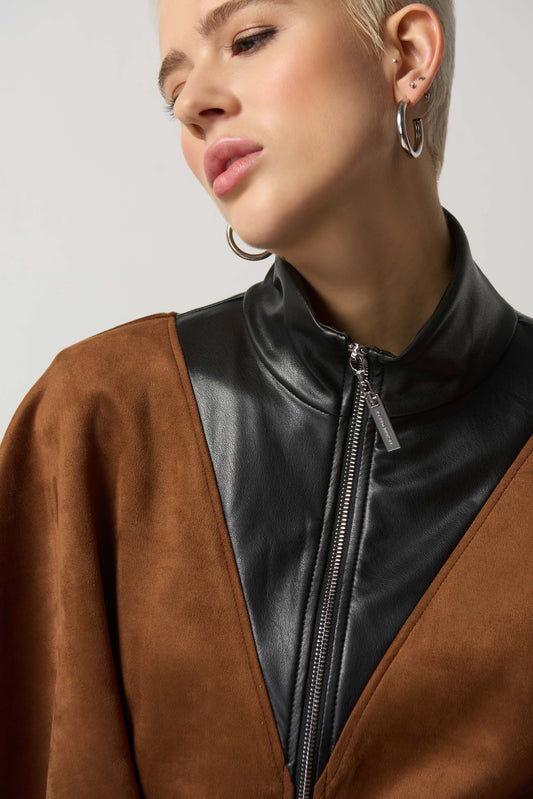 Capa gamuza y piel sintetica caramelo y negro 233299