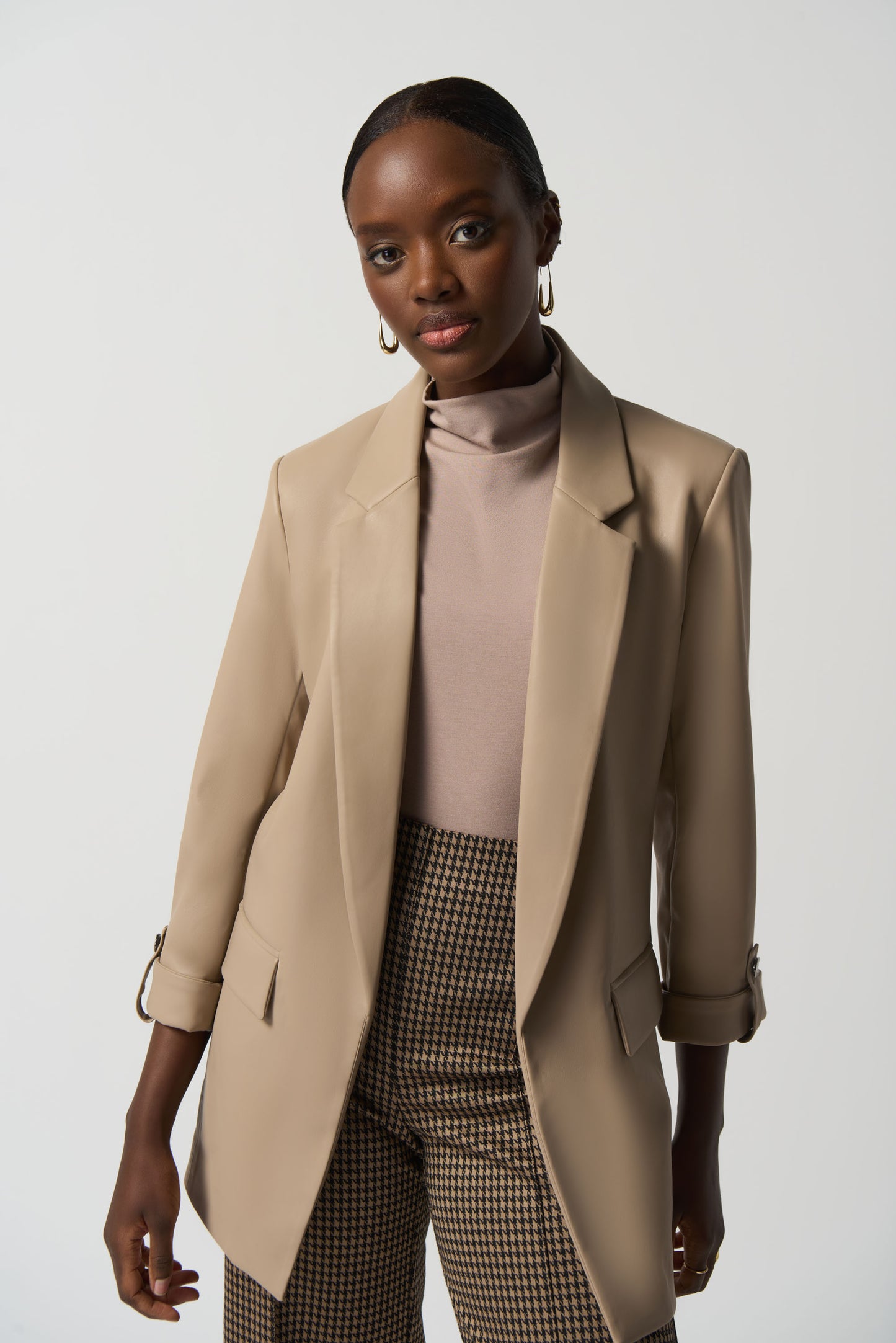 Blazer oversize de piel sintética latte 233963