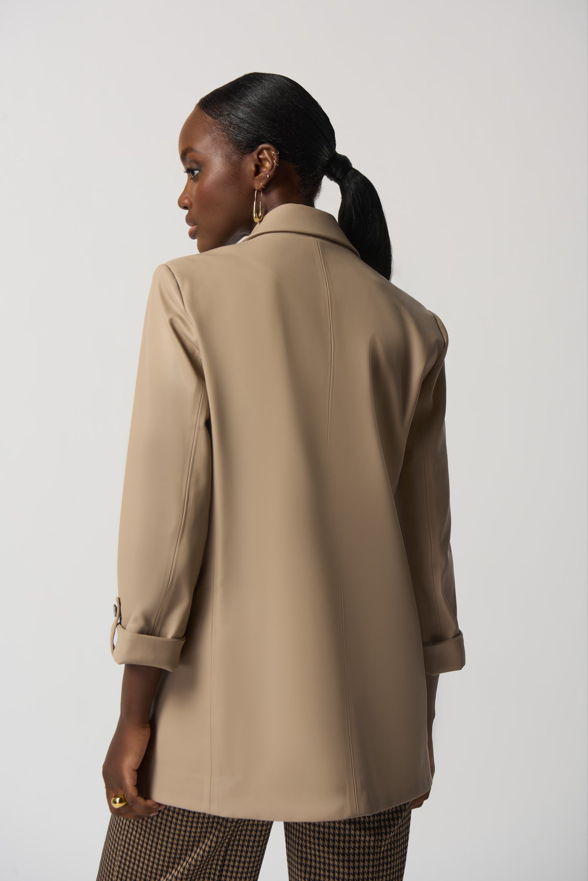 Blazer oversize de piel sintética latte 233963