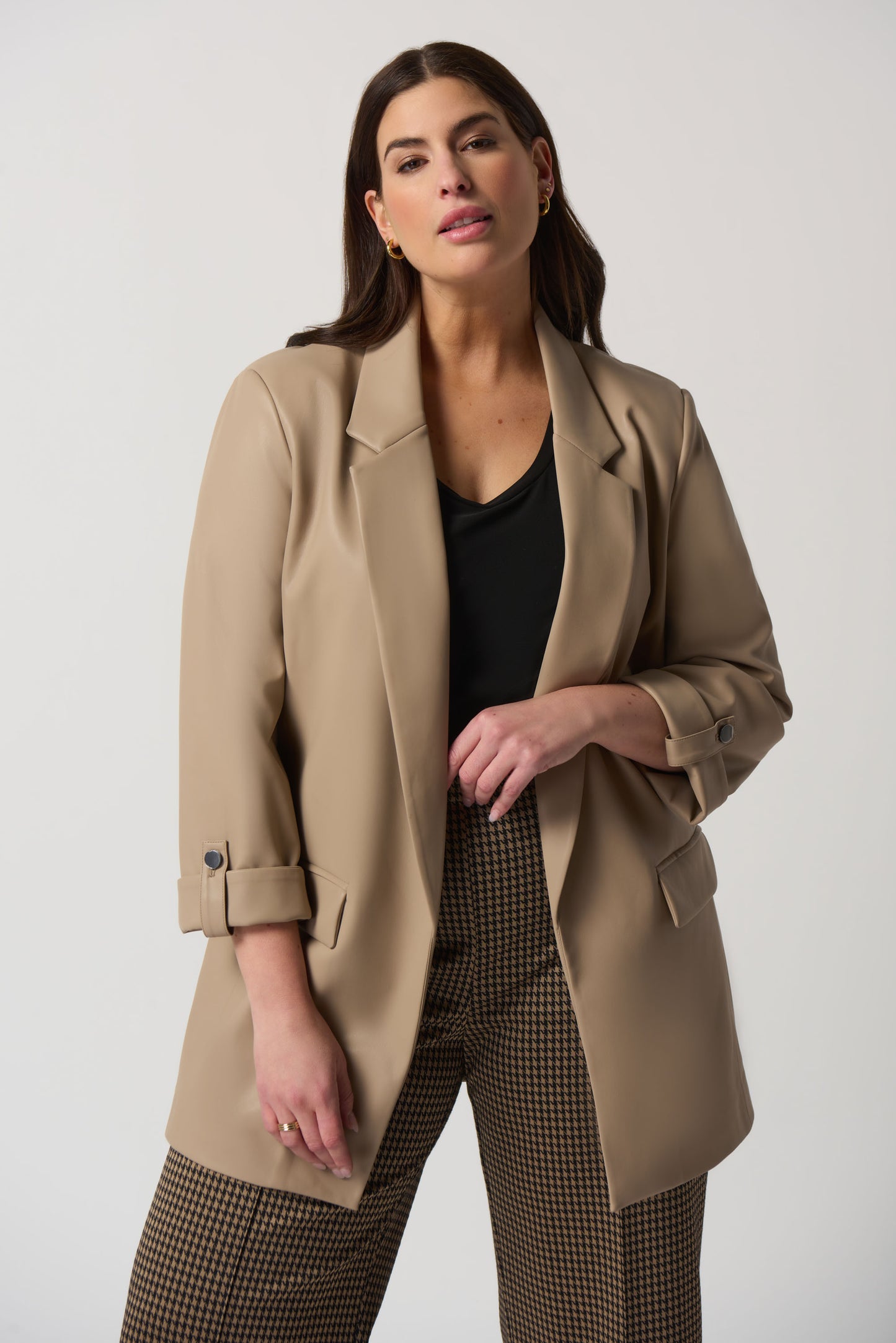 Blazer oversize de piel sintética latte 233963