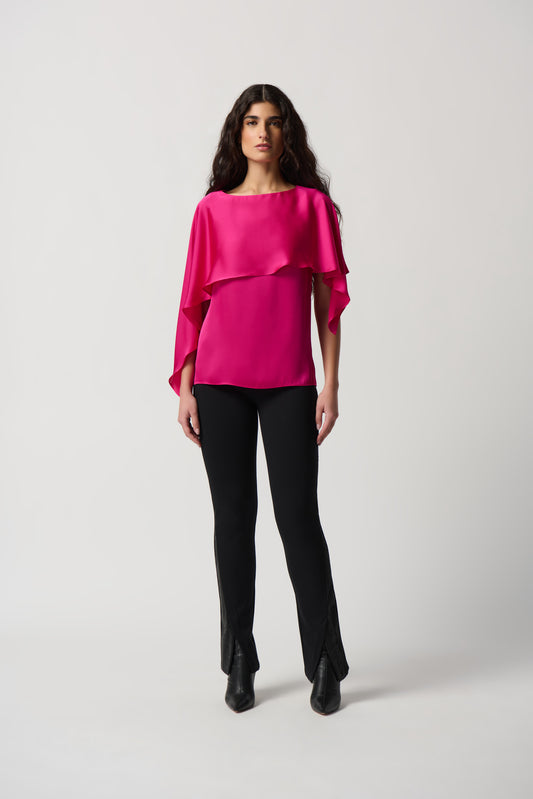 Top satinado con capas fucsia 234023