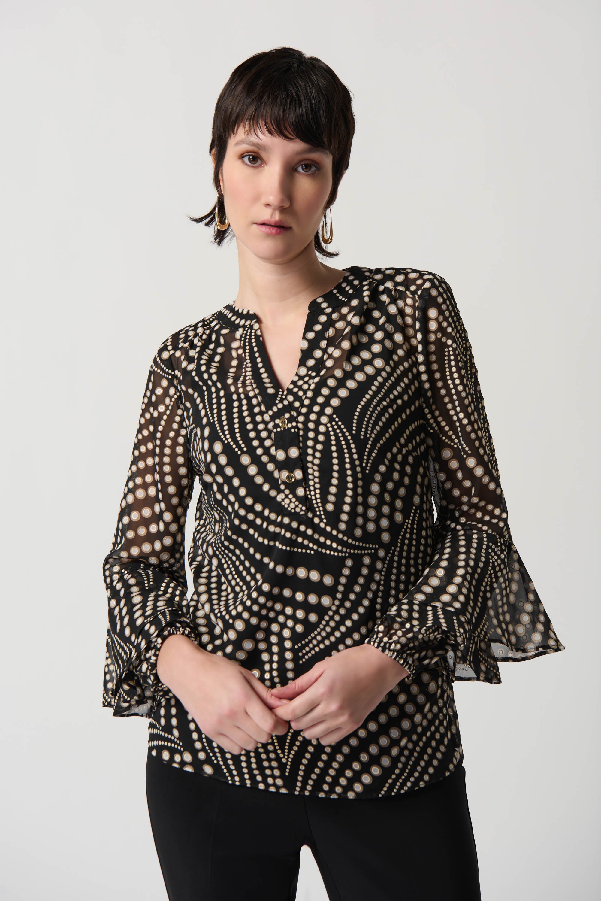 Blusa de gasa con estampado 234074