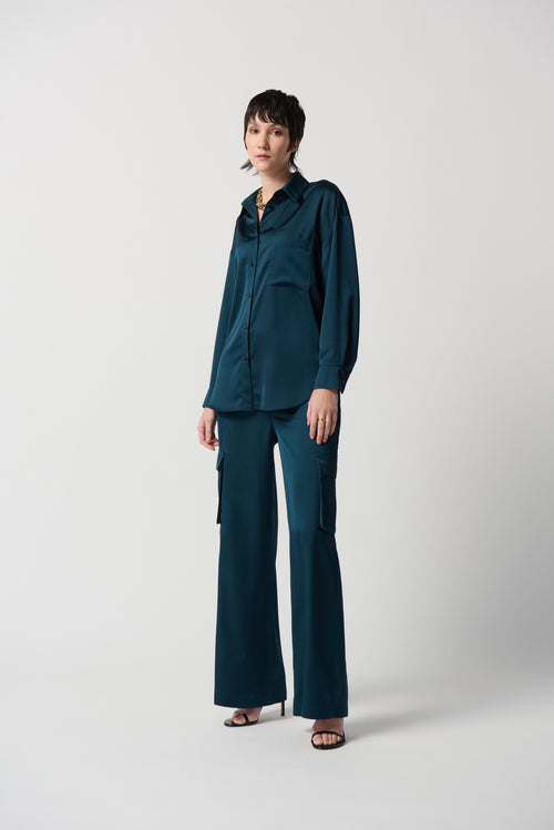 Blusa boxy satinada verde alpino 234115