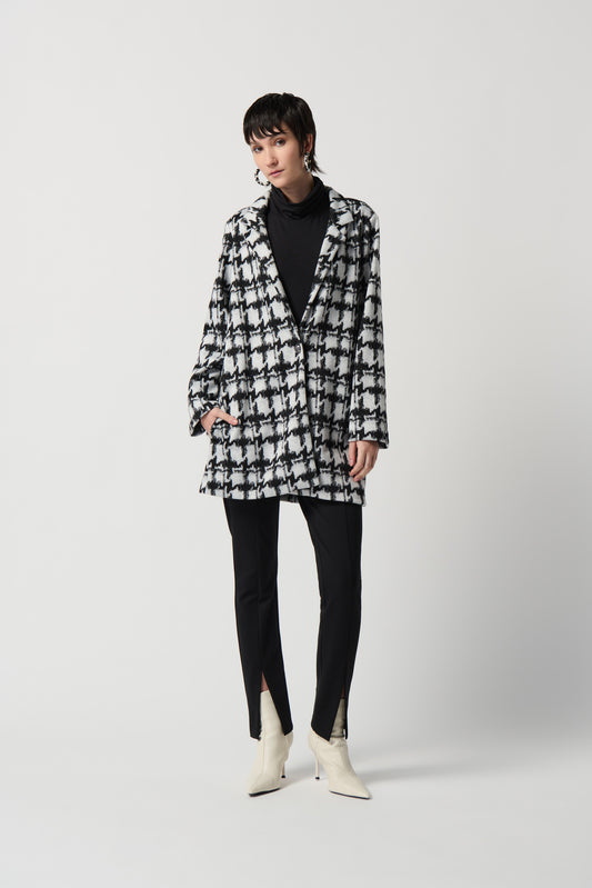 Abrigo de punto de jacquard con estampado de pata de gallo 234121