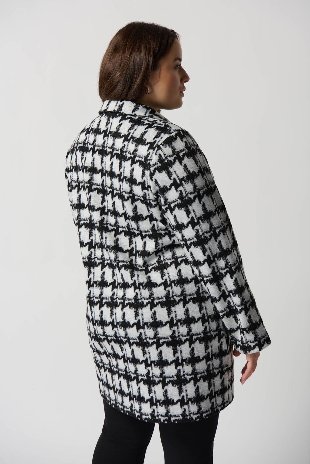Abrigo de punto de jacquard con estampado de pata de gallo 234121