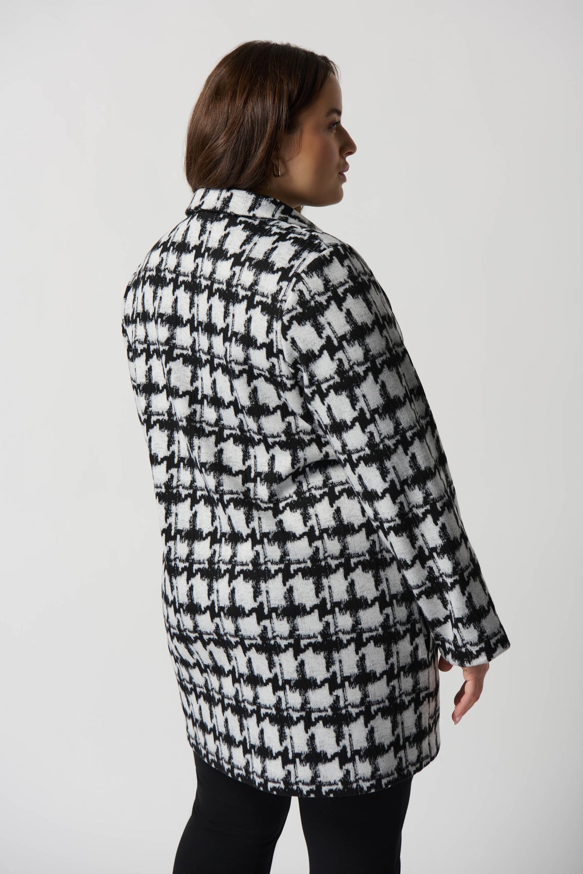 Abrigo de punto de jacquard con estampado de pata de gallo 234121