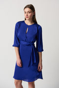 Vestido de línea A satinado azul rey 234127