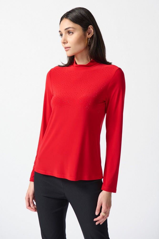 Blusa cuello alto con pedrería 234129