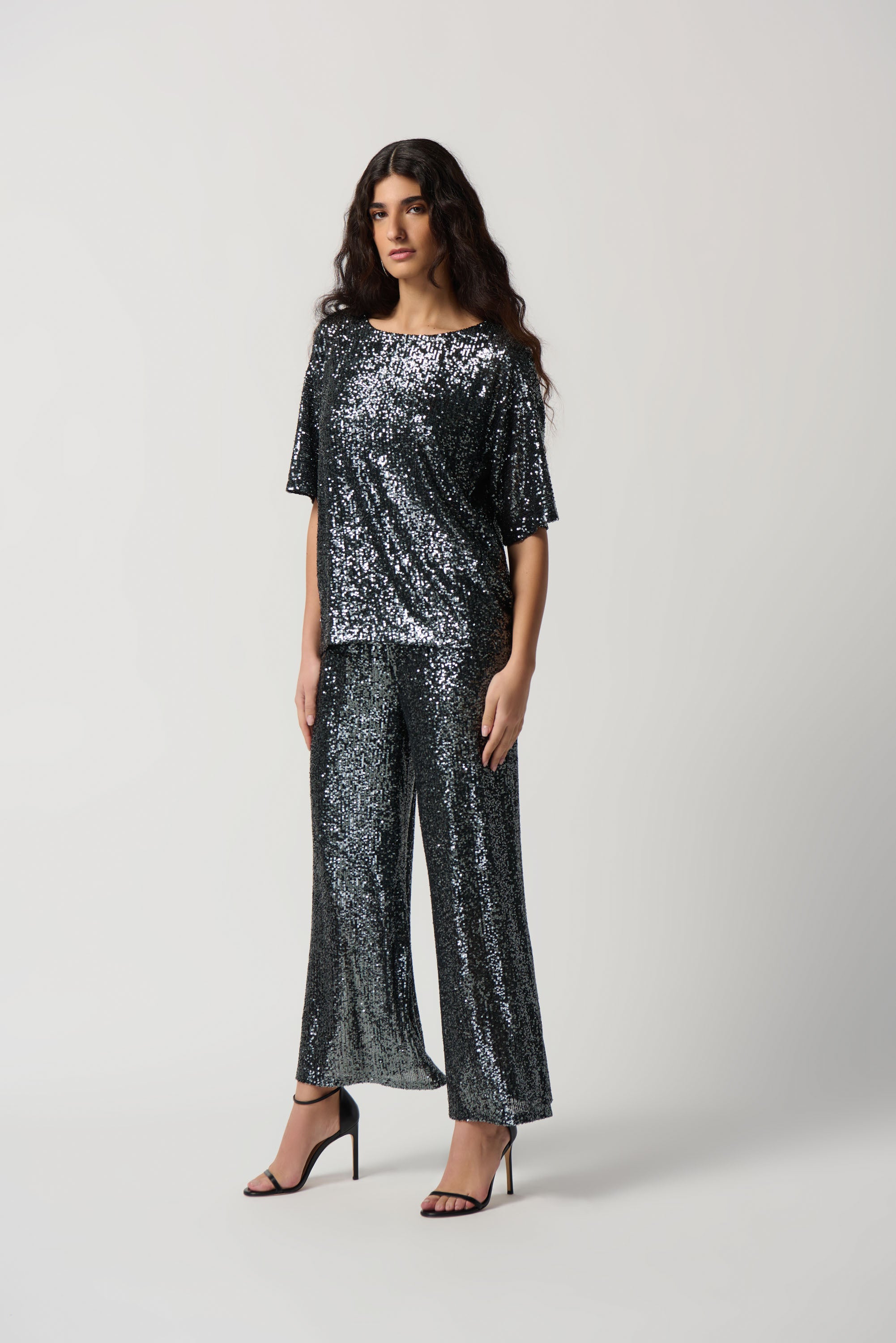 Blusa con lentejuelas gris plomo 234216