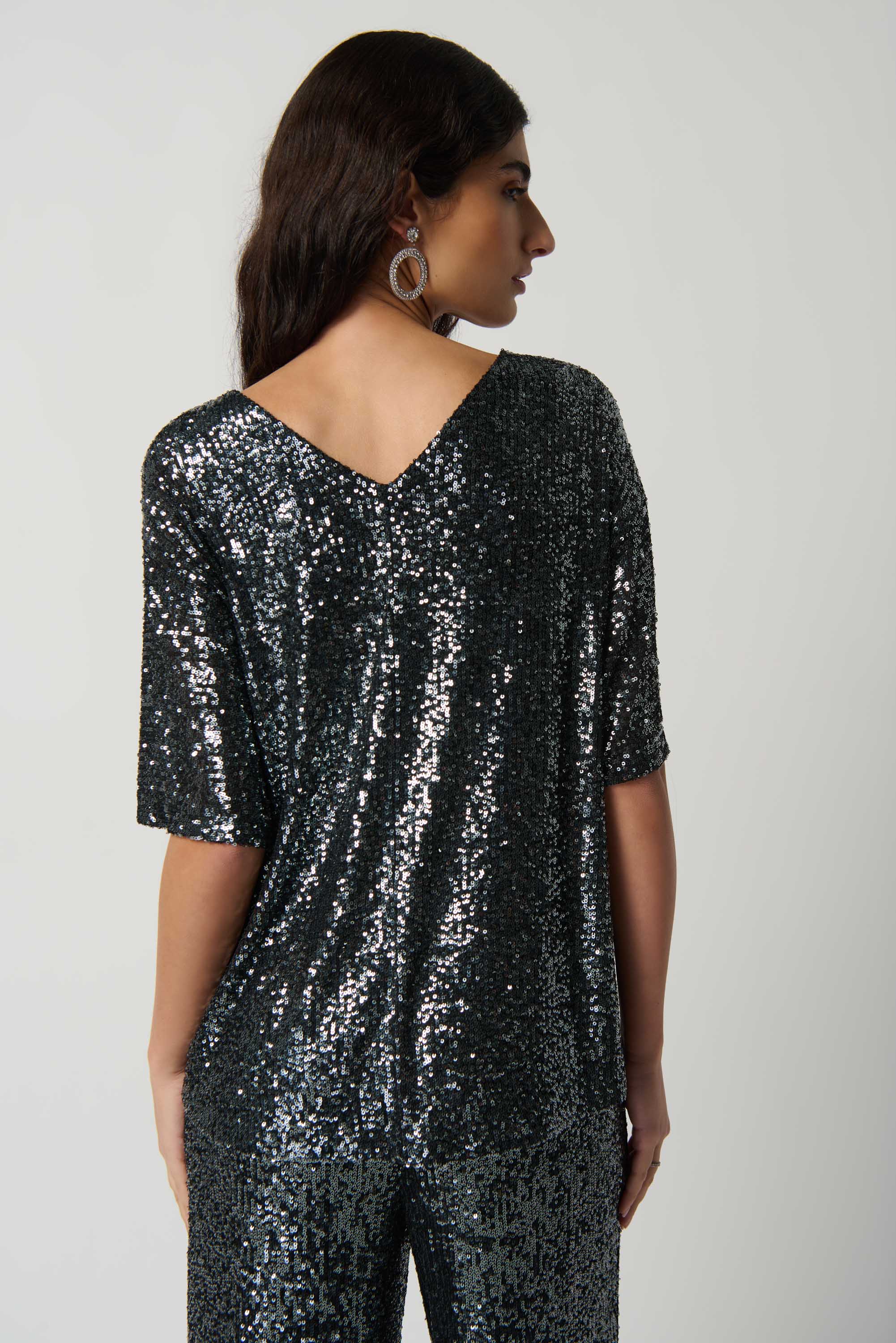 Blusa con lentejuelas gris plomo 234216