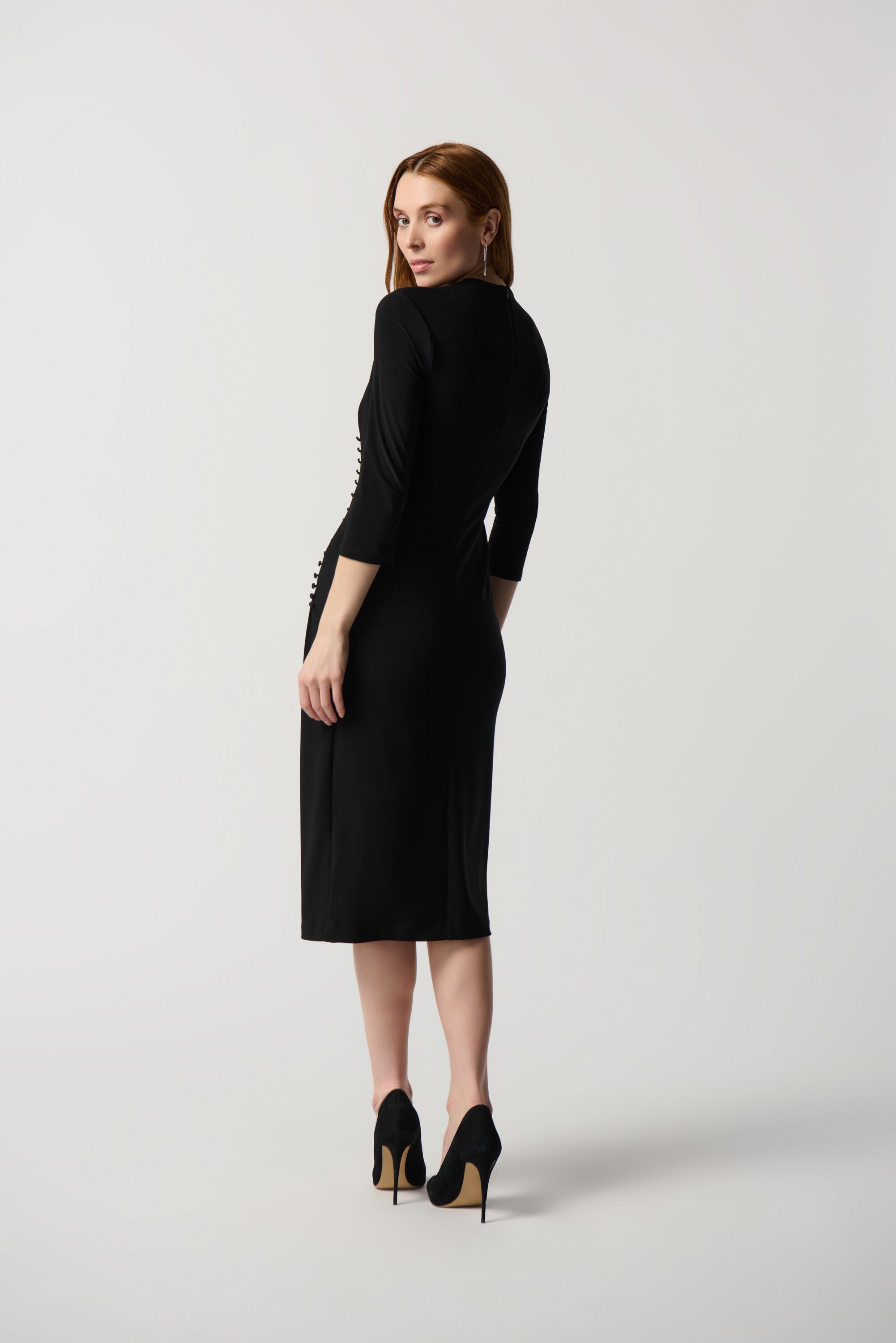 Vestido cruzado con botones negro 234272