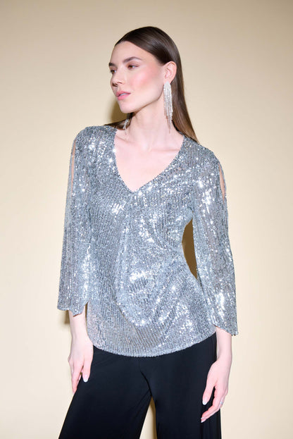 Blusa con lentejuelas plata 234701