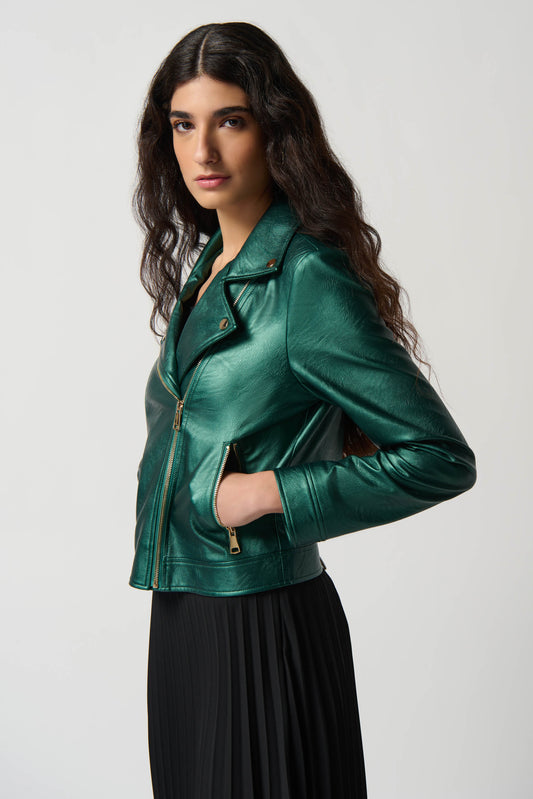 Chaqueta motera verde metalico 234902