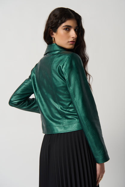 Chaqueta motera verde metalico 234902