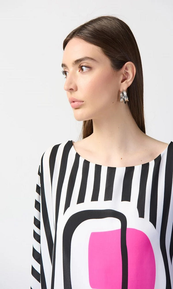Blusa estilo poncho a líneas con estampado abstracto 241091 Joseph Ribkoff