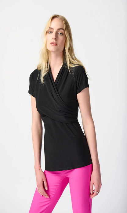 Blusa negra escote en v cruzado 241092 Joseph Ribkoff