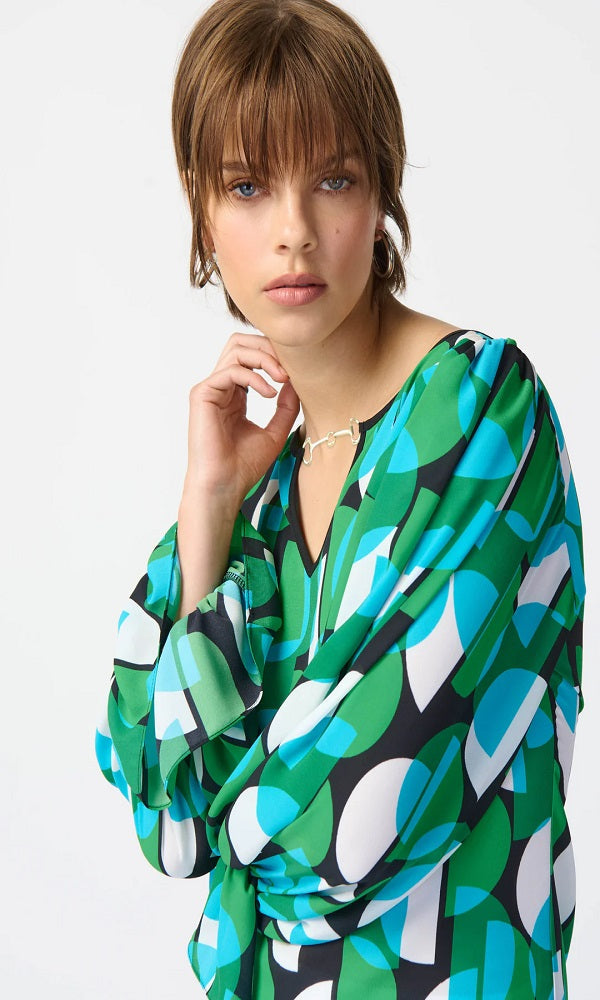 Blusa con estampado geométrico de manga larga 241116 Joseph Ribkoff