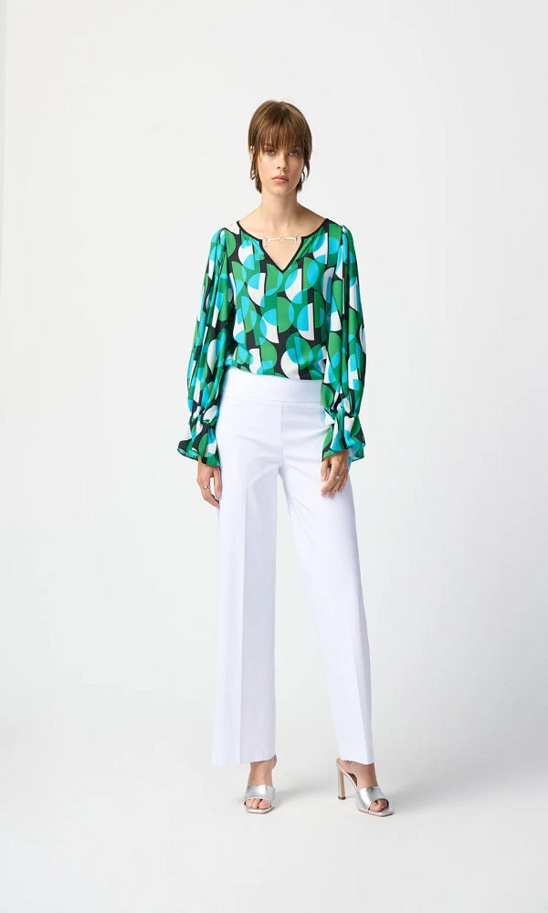 Blusa con estampado geométrico de manga larga 241116 Joseph Ribkoff