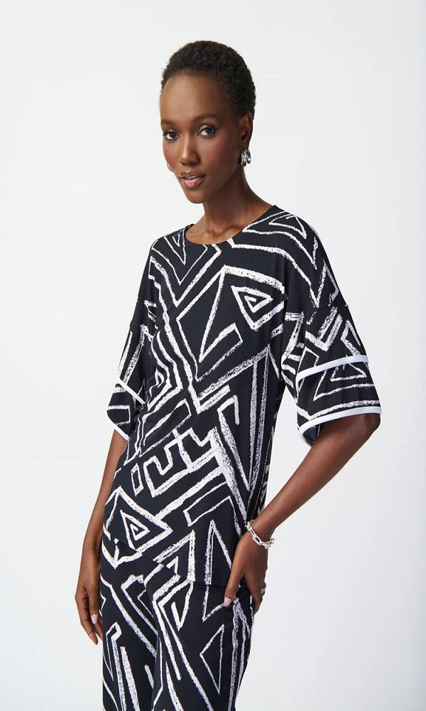 Blusa amplia con estampado de líneas geométricas 241123 Joseph Ribkoff