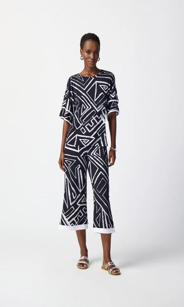 Blusa amplia con estampado de líneas geométricas 241123 Joseph Ribkoff