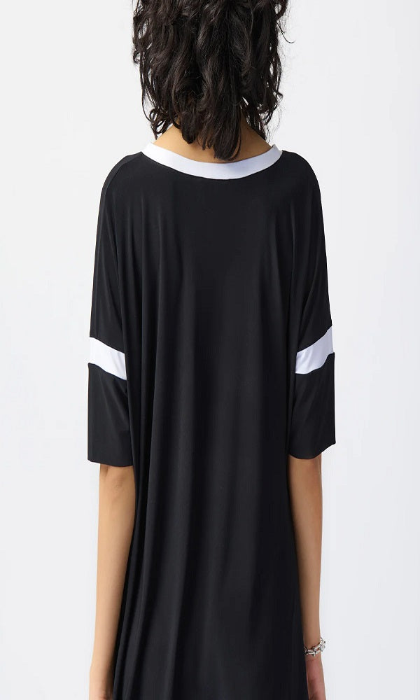 Blusa amplia negra con vigos vainilla 241125 Joseph Ribkoff