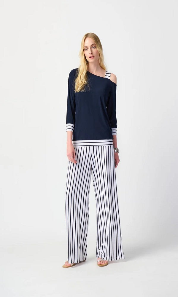 Blusa de un tirante y manga larga marino 241168 Joseph Ribkoff