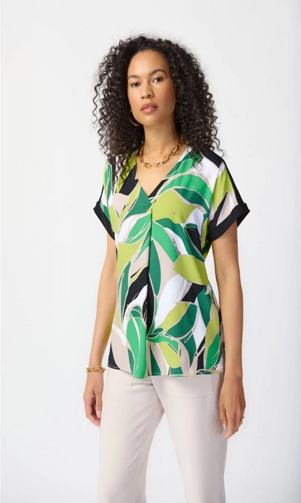 Blusa estampado tropical escote en  cuello v 241175 Joseph Ribkoff