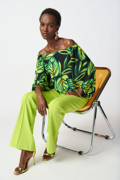 Pantalón acampanado verde limón 241248