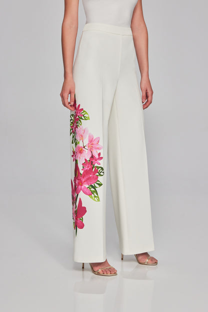 Pantalón de pierna ancha blanco con flores 241752