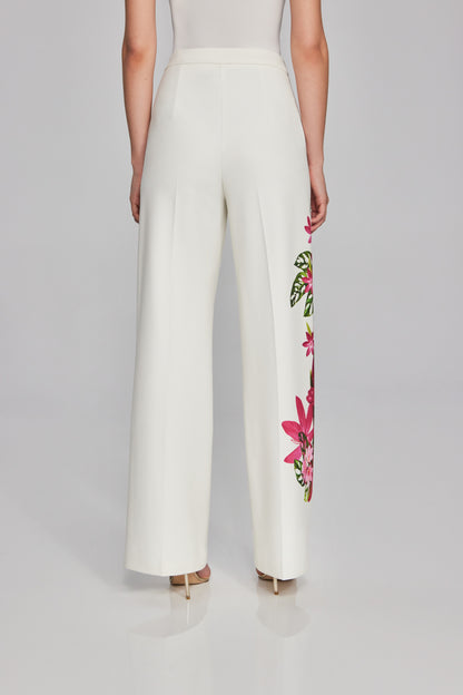 Pantalón de pierna ancha blanco con flores 241752