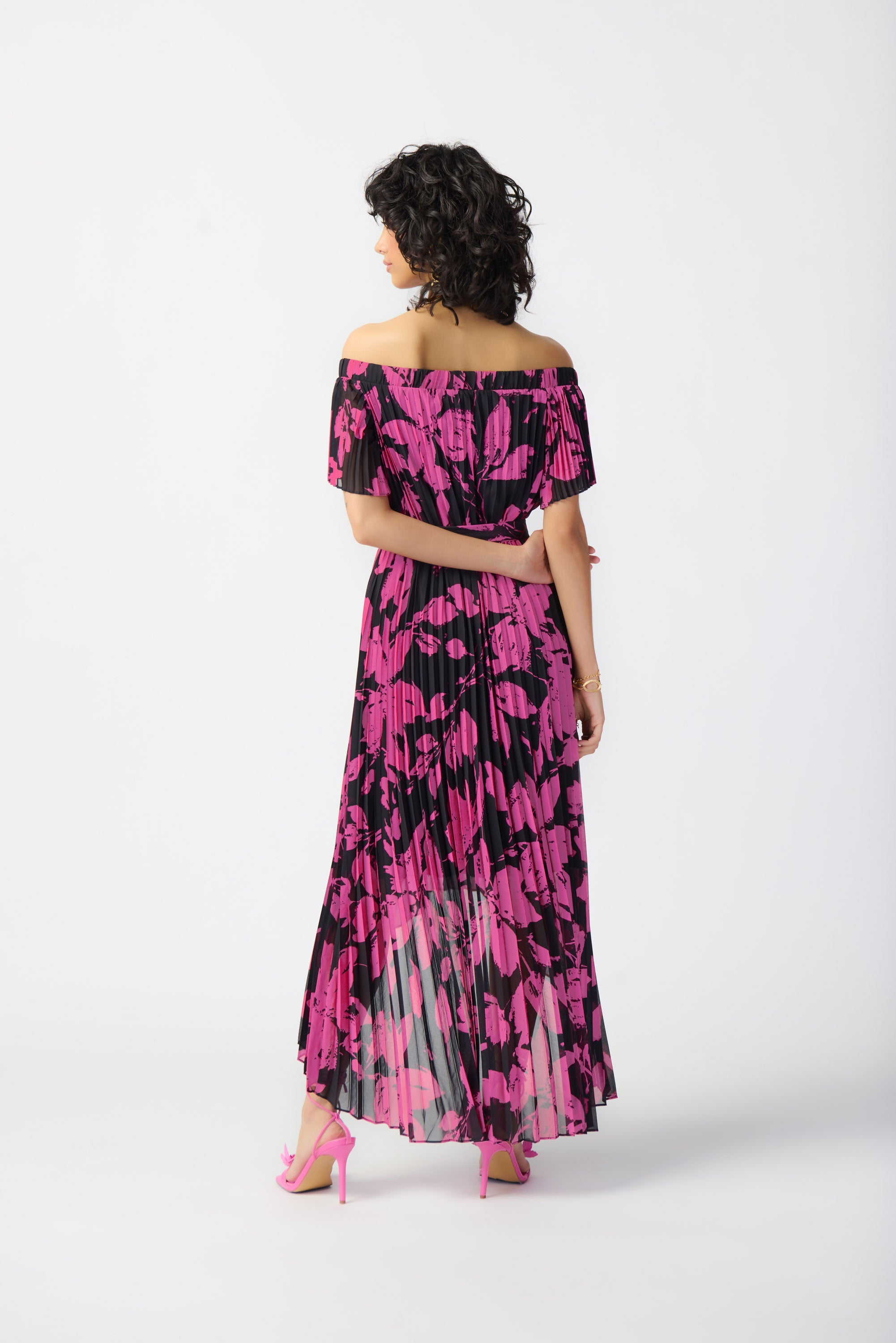 Vestido plisado de gasa estampado floral 241908