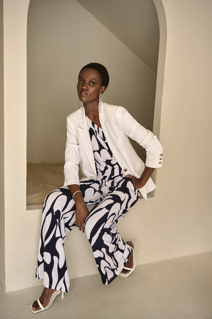 Pantalón pierna amplia blanco y negro 242103