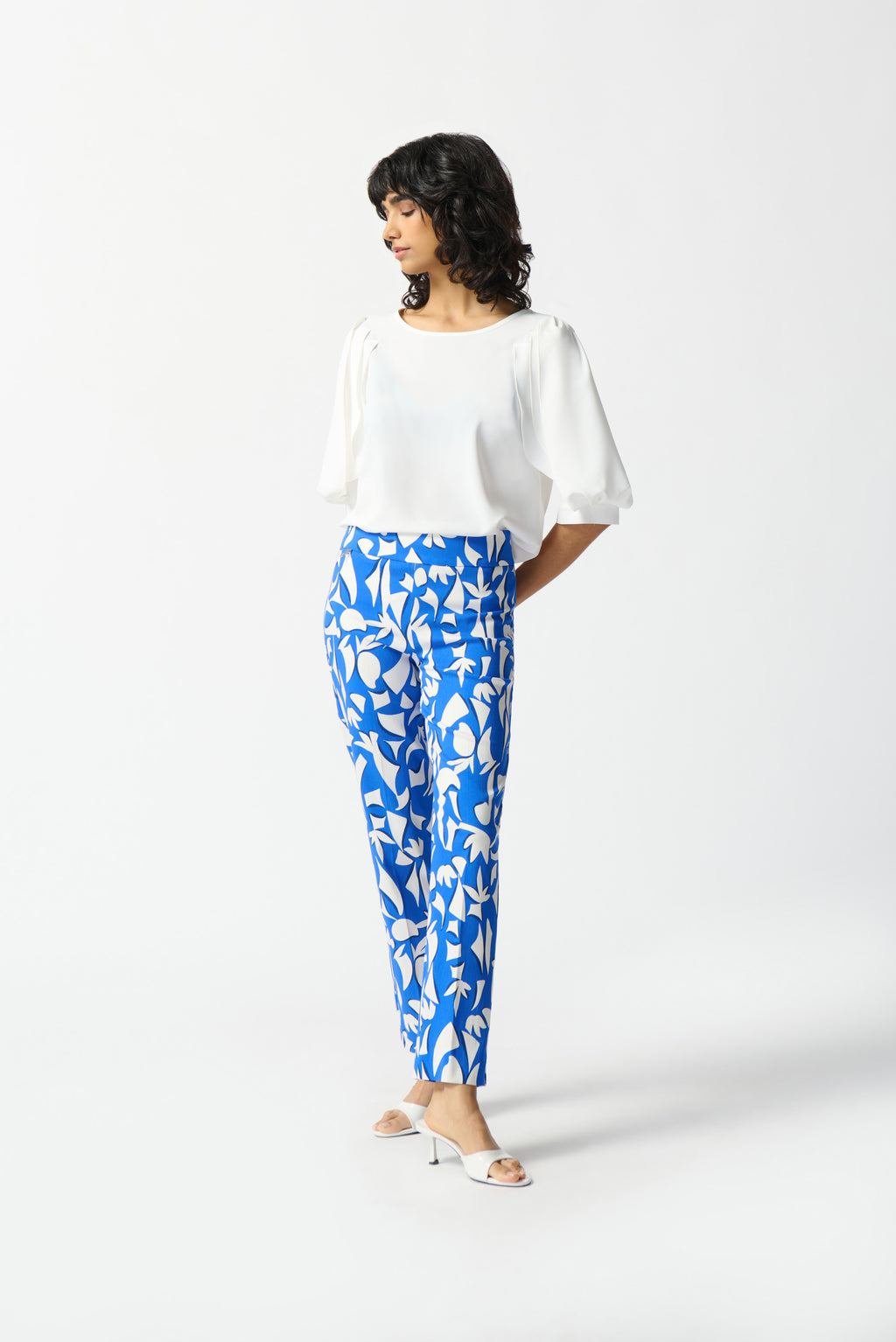 Pantalón recto estampado azul 242139