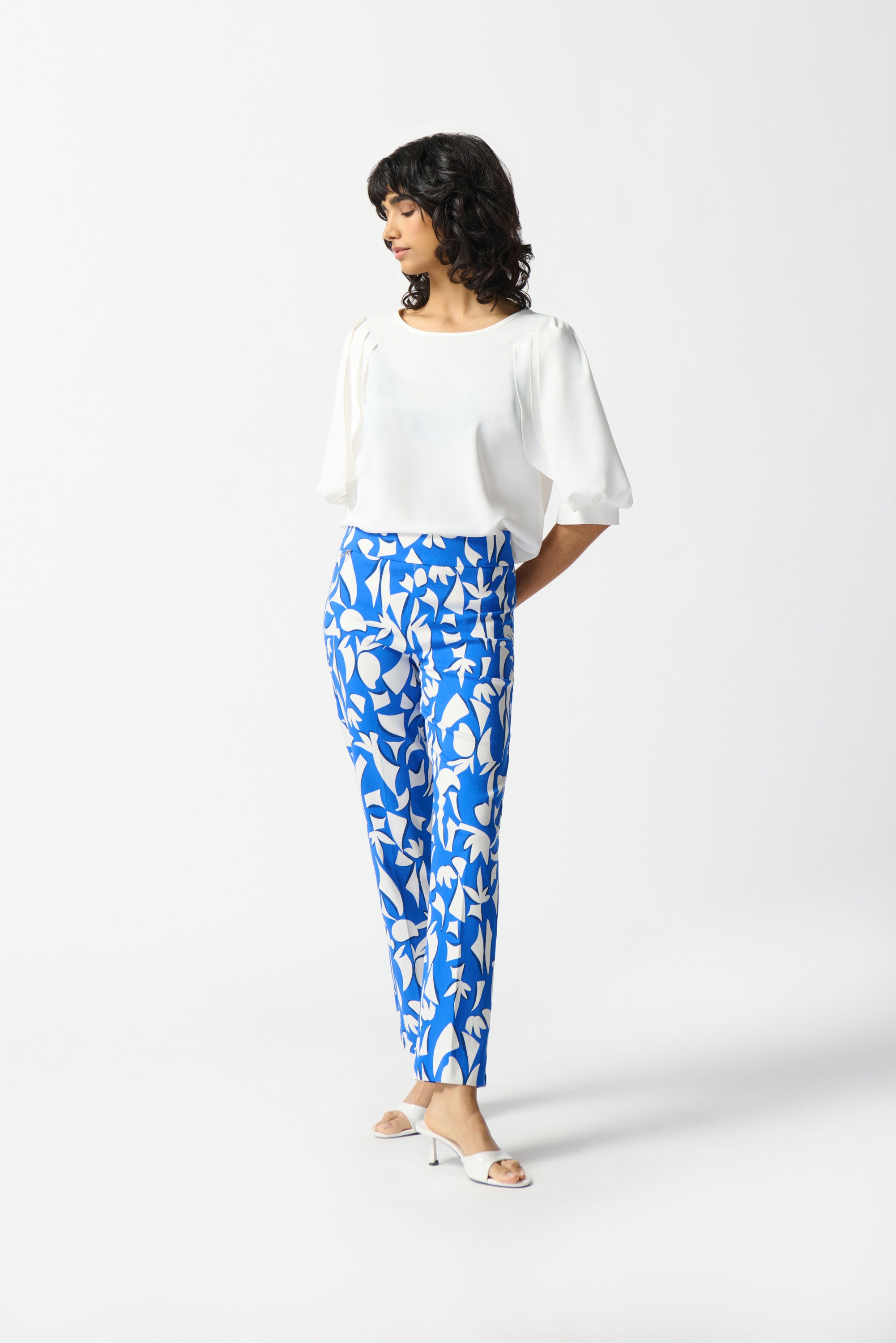Pantalón recto estampado azul 242139