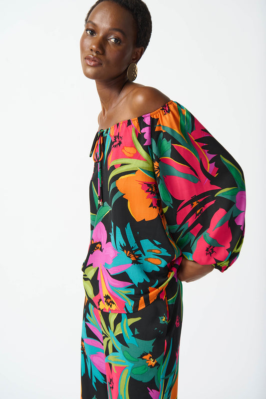 Blusa estampado tropical de gasa 242175