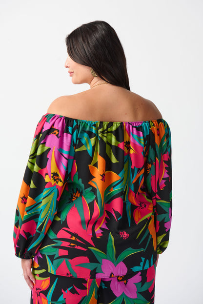 Blusa estampado tropical de gasa 242175