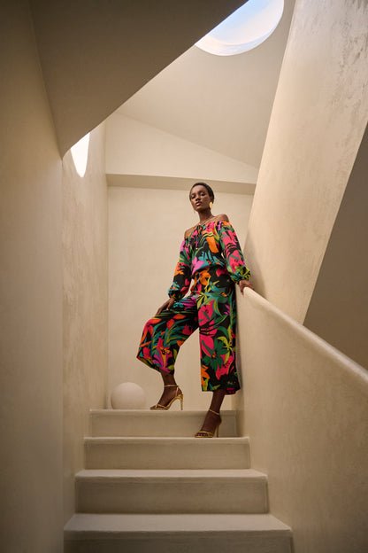 Blusa estampado tropical de gasa 242175