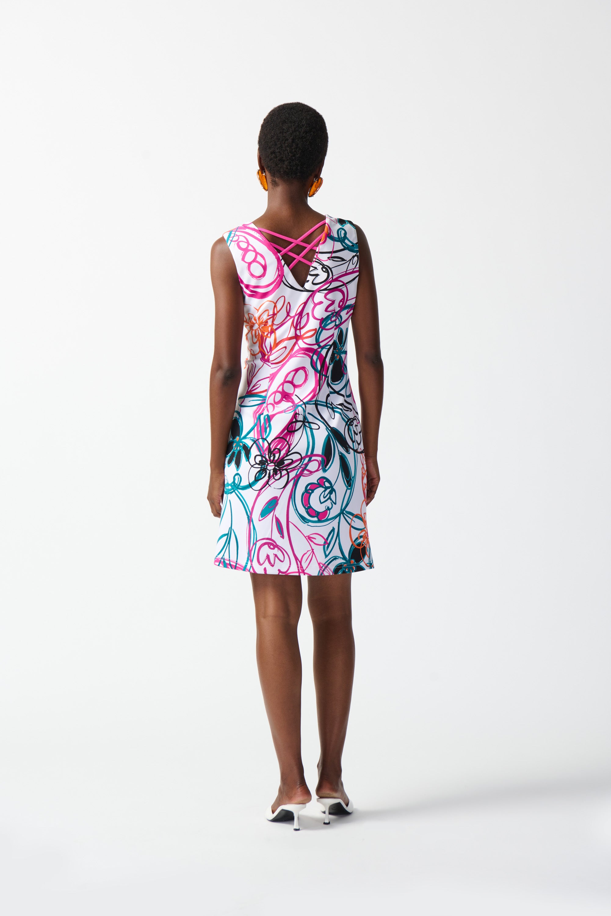 Vestido acampanado con estampado vainilla multicolor 242191