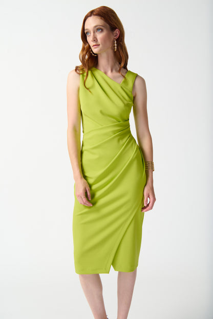 Vestido drapeado verde limón 242234