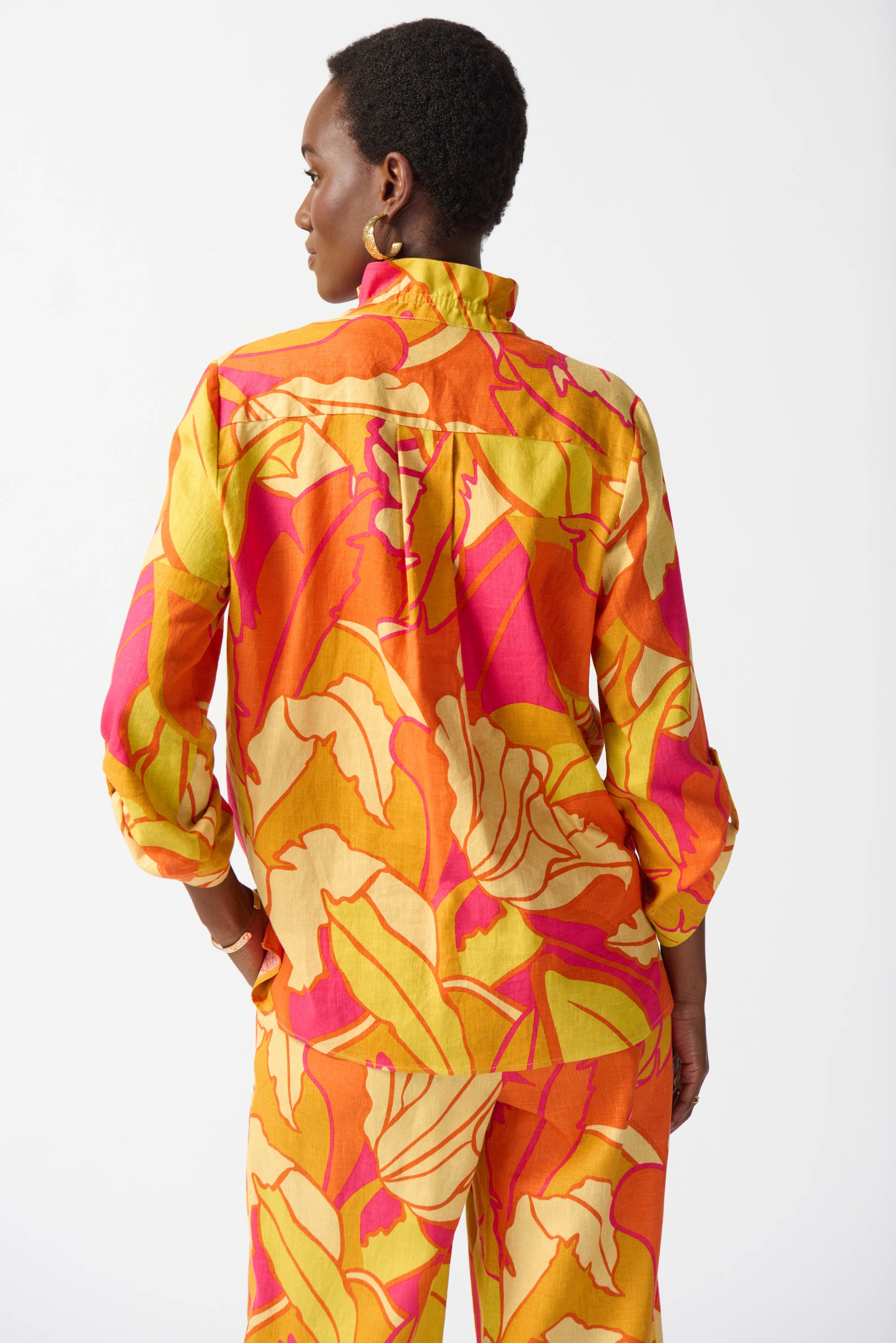 Blusa estampado floral en mezcla de lino 242915
