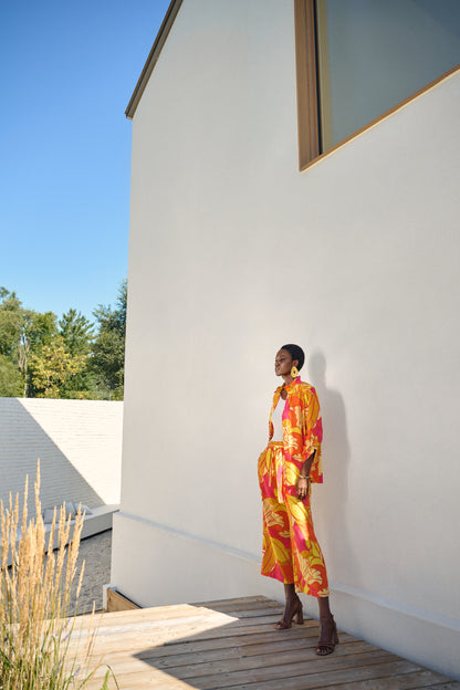 Blusa estampado floral en mezcla de lino 242915