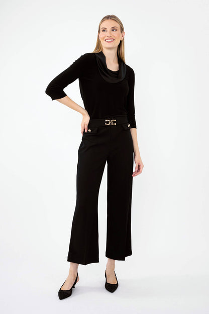 Pantalón de tiro alto con hebilla dorada negro 243055