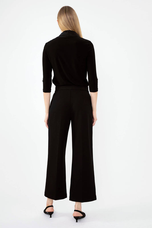 Pantalón de tiro alto con hebilla dorada negro 243055