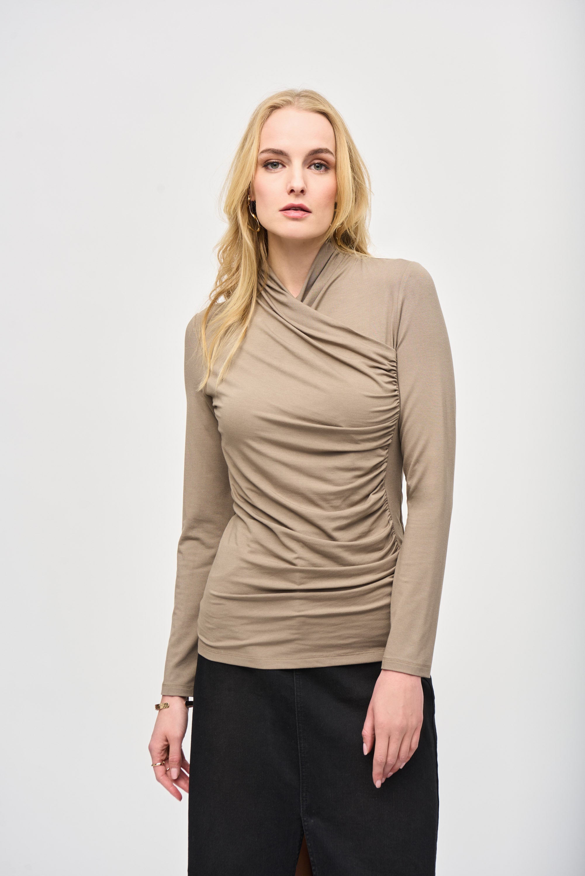 Blusa cruzada con manga larga 243148