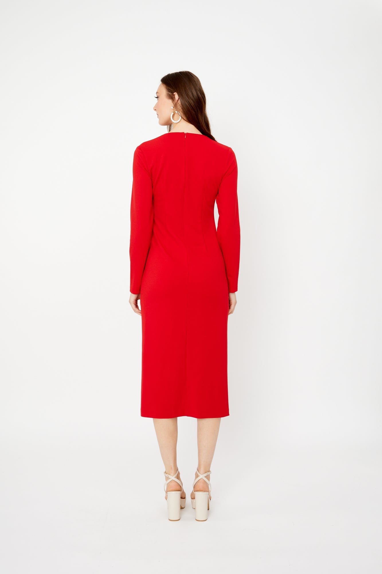 Vestido con abertura lateral rojo 243308