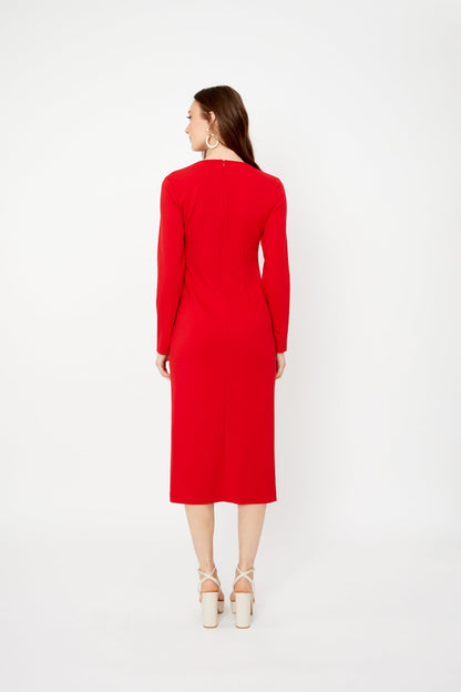 Vestido con abertura lateral rojo 243308