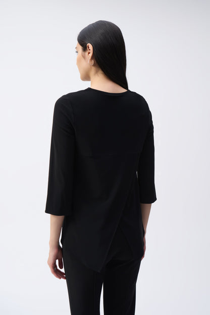 Blusa con escote V con cremallera negro 243314