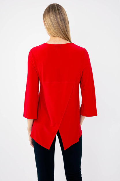 Blusa con escote V con cremallera lipstick red 243314
