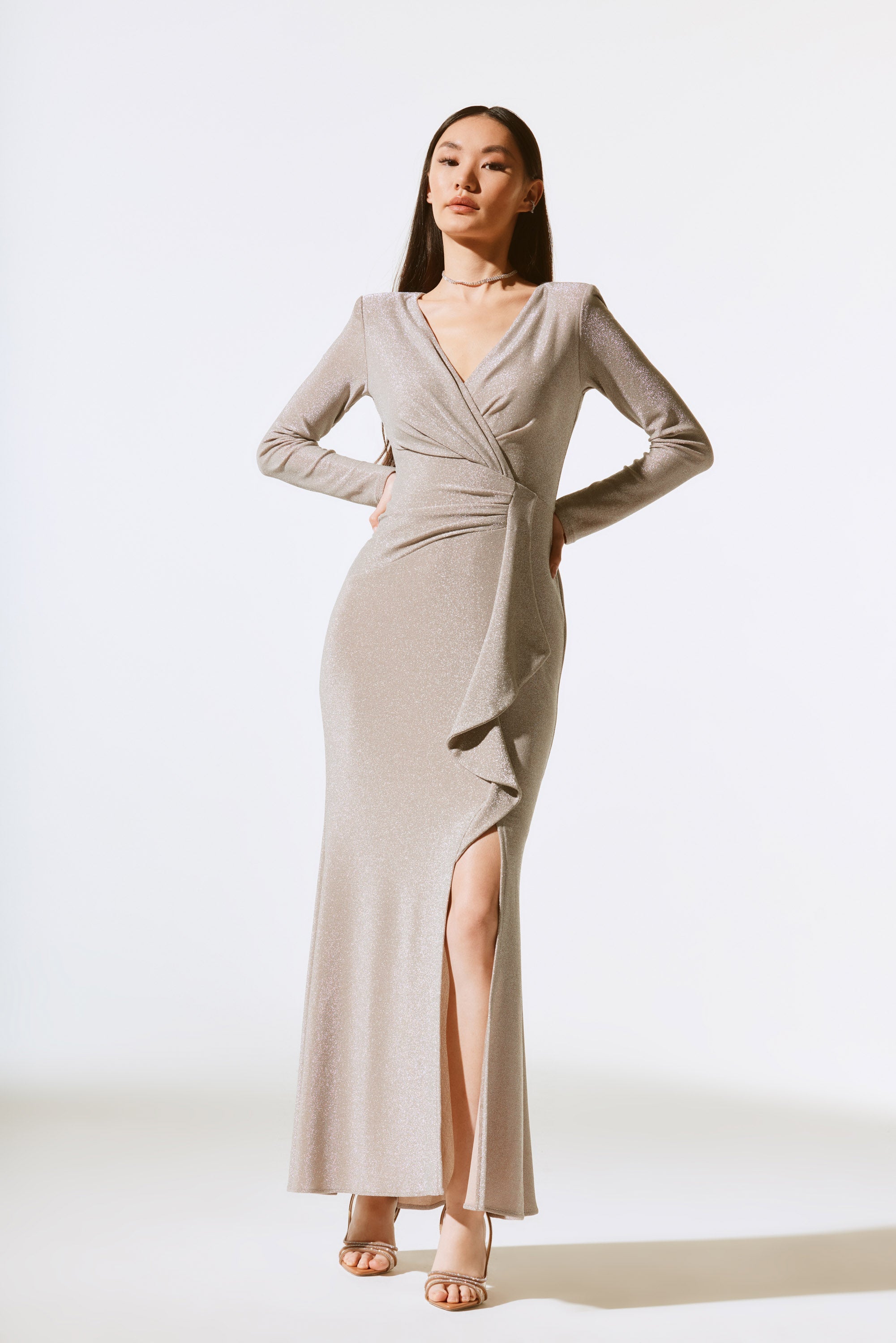 Vestido jaspeado con volantes 243793