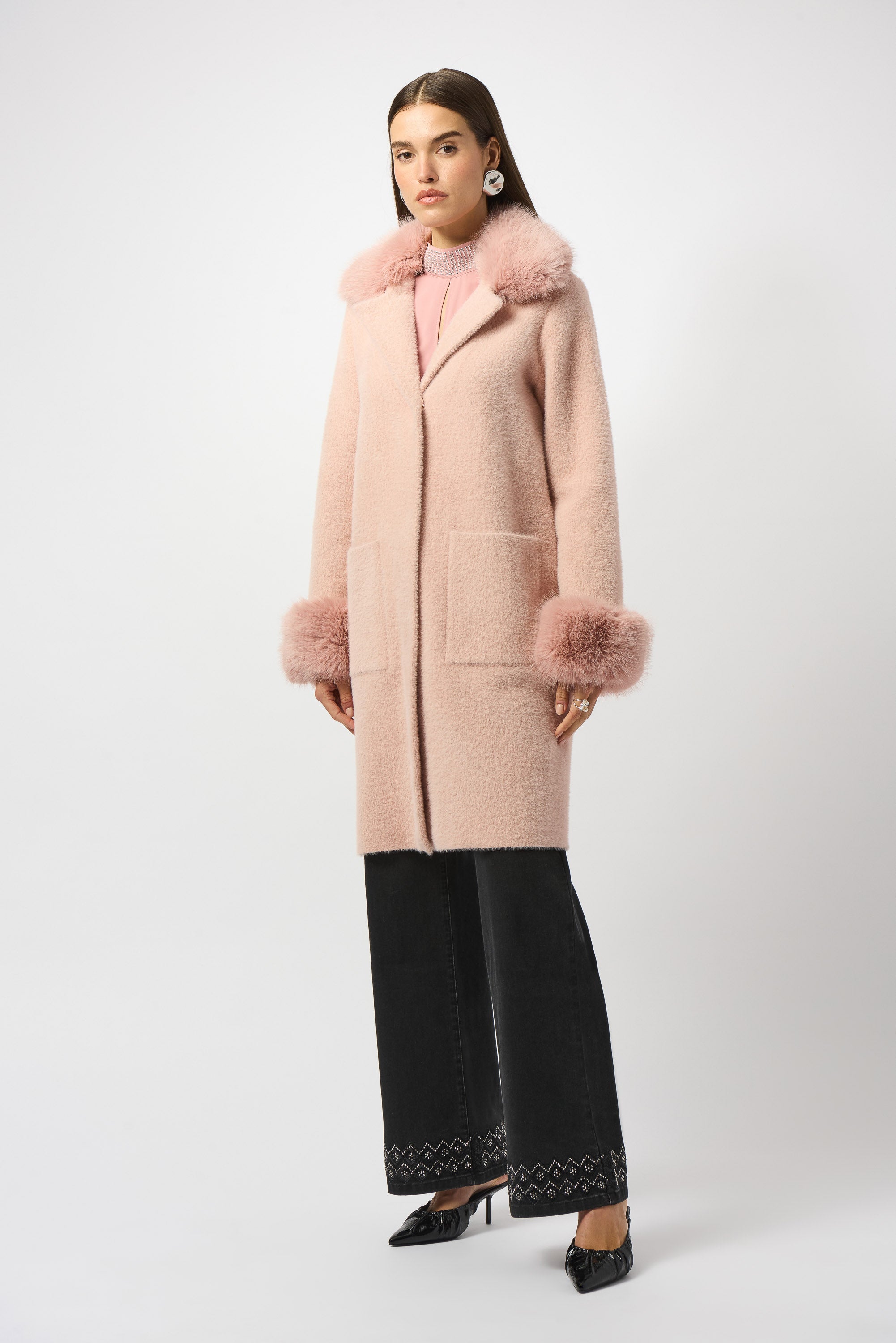 Abrigo con plumas desmontables rosa 243923F25
